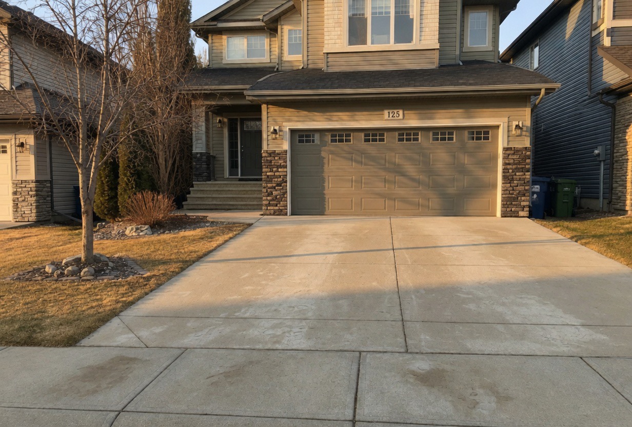 SW Calgary driveway before pressure washing