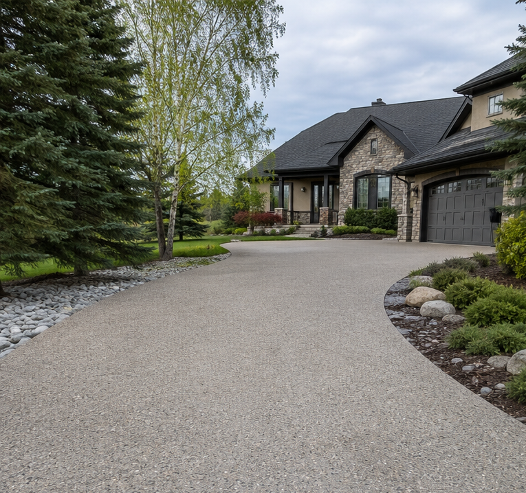 Residential driveway before sealcoating in Springbank